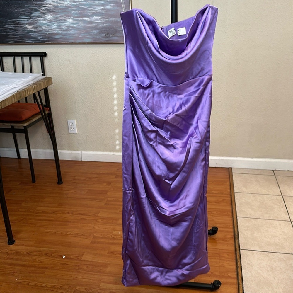 House of CB SANTANA VIOLET SATIN STRAPLESS CORSET MIDI DRESS NWOT size M - Picture 6 of 13